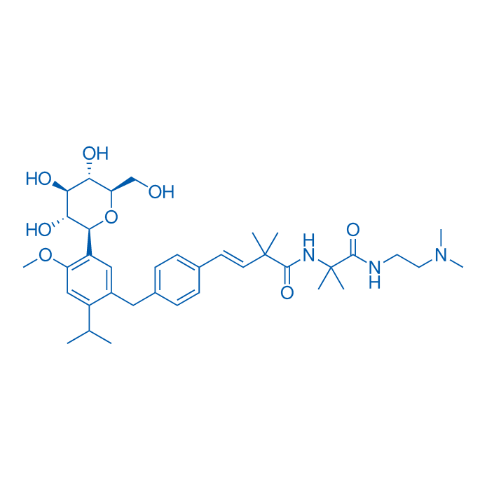 (E)-N-(1-((2-(Dimethylamino)ethyl)amino)-2-methyl-1-oxopropan-2-yl)-4-(4-(2-isopropyl-4-methoxy-5-((2S,3R,4R,5S,6R)-3,4,5-trihydroxy-6-(hydroxymethyl)tetrahydro-2H-pyran-2-yl)benzyl)phenyl)-2,2-dimethylbut-3-enamide