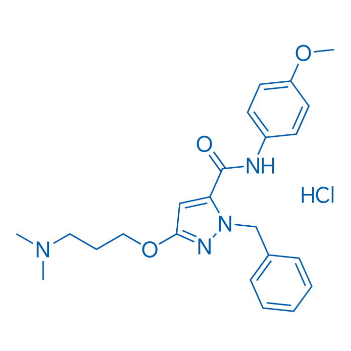 1-Benzyl-3-(3-(dimethylamino)propoxy)-N-(4-methoxyphenyl)-1H-pyrazole-5-carboxamide hydrochloride