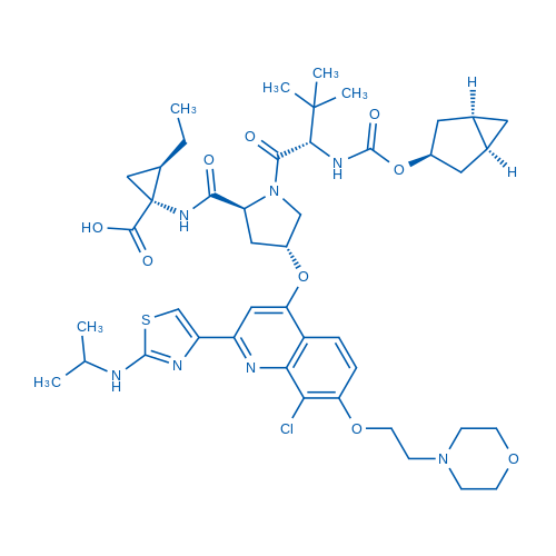 (1R,2R)-1-((2S,4R)-1-((S)-2-(((((1α,3β,5α)-Bicyclo[3.1.0]hexan-3-yl)oxy)carbonyl)amino)-3,3-dimethylbutanoyl)-4-((8-chloro-2-(2-(isopropylamino)thiazol-4-yl)-7-(2-morpholinoethoxy)quinolin-4-yl)oxy)pyrrolidine-2-carboxamido)-2-ethylcyclopropane-1-carboxylic acid
