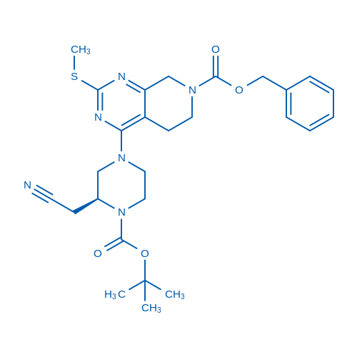 (S)-Benzyl 4-(4-(tert-butoxycarbonyl)-3-(cyanomethyl)piperazin-1-yl)-2-(methylthio)-5,6-dihydropyrido[3,4-d]pyrimidine-7(8H)-carboxylate