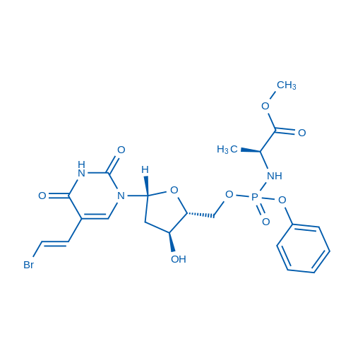 (2S)-Methyl 2-(((((2R,3S,5R)-5-(5-((E)-2-bromovinyl)-2,4-dioxo-3,4-dihydropyrimidin-1(2H)-yl)-3-hydroxytetrahydrofuran-2-yl)methoxy)(phenoxy)phosphoryl)amino)propanoate
