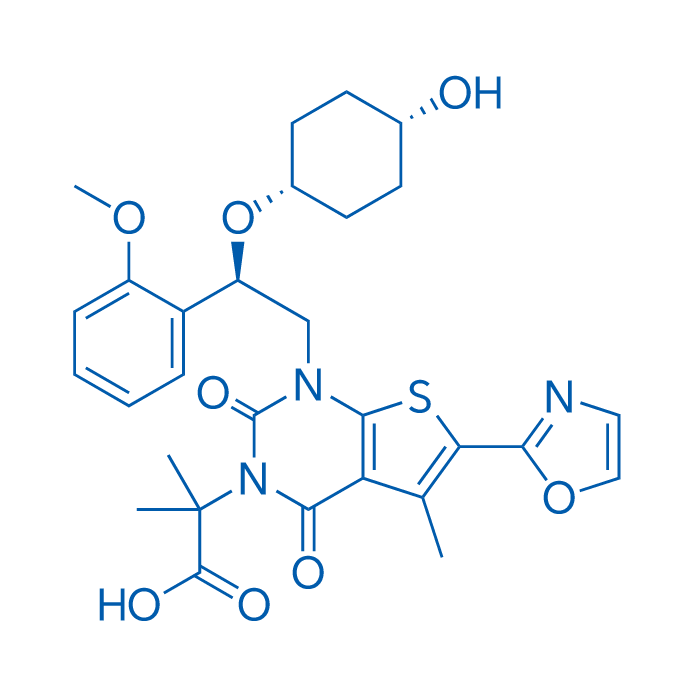 2-(1-((R)-2-(((1S,4S)-4-hydroxycyclohexyl)oxy)-2-(2-methoxyphenyl)ethyl)-5-methyl-6-(oxazol-2-yl)-2,4-dioxo-1,4-dihydrothieno[2,3-d]pyrimidin-3(2H)-yl)-2-methylpropanoic acid