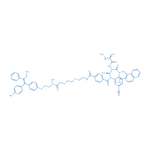 4-((2S,3S)-8-Cyano-5-((2-methoxynaphthalen-1-yl)methyl)-2-methyl-3-((S)-2-(methylamino)propanamido)-4-oxo-2,3,4,5-tetrahydro-1H-benzo[b][1,4]diazepine-1-carbonyl)-N-(2-(2-(2-((2-(4-((E)-1-(4-hydroxyphenyl)-2-phenylbut-1-en-1-yl)phenoxy)ethyl)(methyl)amino)-2-oxoethoxy)ethoxy)ethyl)benzamide