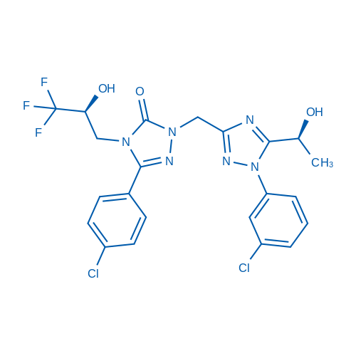 3-(4-Chlorophenyl)-1-((1-(3-chlorophenyl)-5-((S)-1-hydroxyethyl)-1H-1,2,4-triazol-3-yl)methyl)-4-((S)-3,3,3-trifluoro-2-hydroxypropyl)-1H-1,2,4-triazol-5(4H)-one