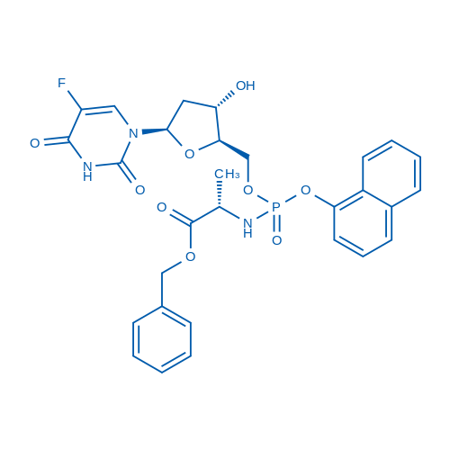 Benzyl ((((2R,3S,5R)-5-(5-fluoro-2,4-dioxo-3,4-dihydropyrimidin-1(2H)-yl)-3-hydroxytetrahydrofuran-2-yl)methoxy)(naphthalen-1-yloxy)phosphoryl)-L-alaninate