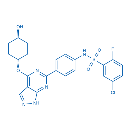 Rel-5-chloro-2-fluoro-N-(4-(4-(((1r,4r)-4-hydroxycyclohexyl)oxy)-1H-pyrazolo[3,4-d]pyrimidin-6-yl)phenyl)benzenesulfonamide