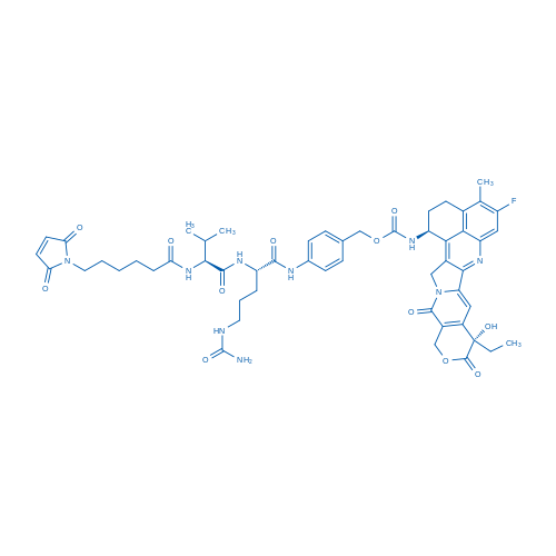 4-((S)-2-((S)-2-(6-(2,5-Dioxo-2,5-dihydro-1H-pyrrol-1-yl)hexanamido)-3-methylbutanamido)-5-ureidopentanamido)benzyl ((1S,9S)-9-ethyl-5-fluoro-9-hydroxy-4-methyl-10,13-dioxo-2,3,9,10,13,15-hexahydro-1H,12H-benzo[de]pyrano[3',4':6,7]indolizino[1,2-b]quinolin-1-yl)carbamate