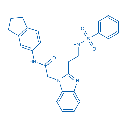 N-(2,3-Dihydro-1H-inden-5-yl)-2-(2-(2-(phenylsulfonamido)ethyl)-1H-benzo[d]imidazol-1-yl)acetamide