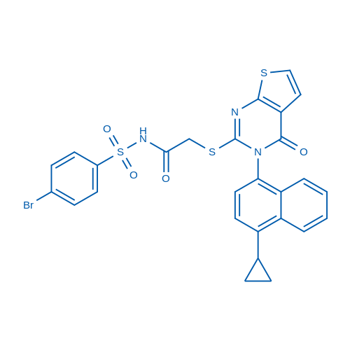 N-((4-Bromophenyl)sulfonyl)-2-((3-(4-cyclopropylnaphthalen-1-yl)-4-oxo-3,4-dihydrothieno[2,3-d]pyrimidin-2-yl)thio)acetamide