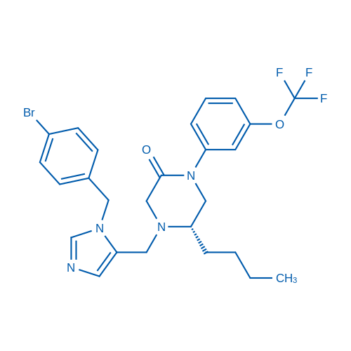(S)-4-((1-(4-Bromobenzyl)-1H-imidazol-5-yl)methyl)-5-butyl-1-(3-(trifluoromethoxy)phenyl)piperazin-2-one