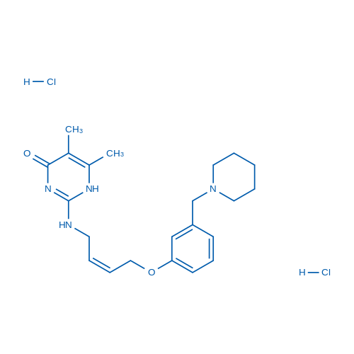 (Z)-5,6-Dimethyl-2-((4-(3-(piperidin-1-ylmethyl)phenoxy)but-2-en-1-yl)amino)pyrimidin-4(1H)-one dihydrochloride