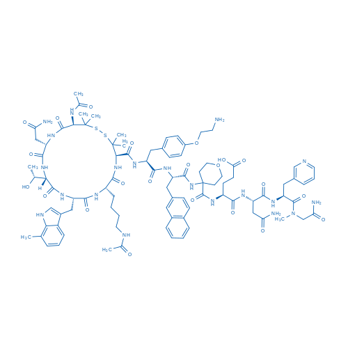 (S)-4-(4-((S)-2-((S)-2-((4R,7S,10S,13S,16S,19R)-19-Acetamido-7-(4-acetamidobutyl)-16-(2-amino-2-oxoethyl)-13-((R)-1-hydroxyethyl)-3,3,20,20-tetramethyl-10-((7-methyl-1H-indol-3-yl)methyl)-6,9,12,15,18-pentaoxo-1,2-dithia-5,8,11,14,17-pentaazacycloicosane-4-carboxamido)-3-(4-(2-aminoethoxy)phenyl)propanamido)-3-(naphthalen-2-yl)propanamido)tetrahydro-2H-pyran-4-carboxamido)-5-(((S)-4-amino-1-(((S)-1-((2-amino-2-oxoethyl)(methyl)amino)-1-oxo-3-(pyridin-3-yl)propan-2-yl)amino)-1,4-dioxobutan-2-yl)amino)-5-oxopentanoic acid