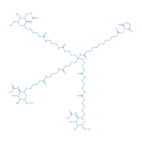 2,5-Dioxopyrrolidin-1-yl 1-(((2R,3R,4R,5R,6R)-3-acetamido-4,5-dihydroxy-6-(hydroxymethyl)tetrahydro-2H-pyran-2-yl)oxy)-16,16-bis((3-((3-(5-(((2R,3R,4R,5R,6R)-3-acetamido-4,5-dihydroxy-6-(hydroxymethyl)tetrahydro-2H-pyran-2-yl)oxy)pentanamido)propyl)amino)-3-oxopropoxy)methyl)-5,11,18-trioxo-14-oxa-6,10,17-triazanonacosan-29-oate