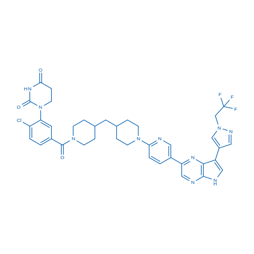1-(2-Chloro-5-(4-((1-(5-(7-(1-(2,2,2-trifluoroethyl)-1H-pyrazol-4-yl)-5H-pyrrolo[2,3-b]pyrazin-2-yl)pyridin-2-yl)piperidin-4-yl)methyl)piperidine-1-carbonyl)phenyl)dihydropyrimidine-2,4(1H,3H)-dione