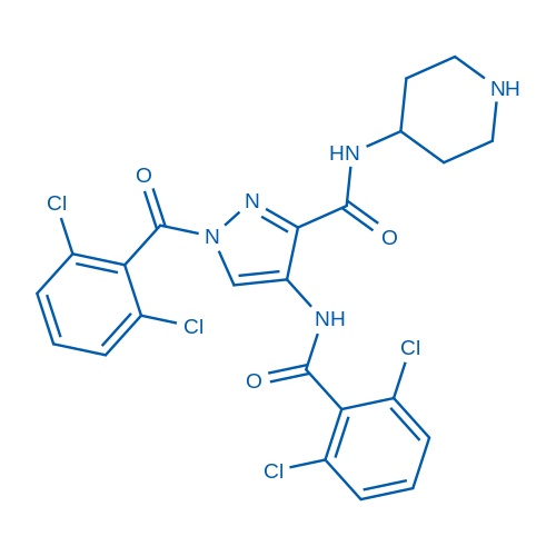 4-(2,6-Dichlorobenzamido)-1-(2,6-dichlorobenzoyl)-N-(piperidin-4-yl)-1H-pyrazole-3-carboxamide