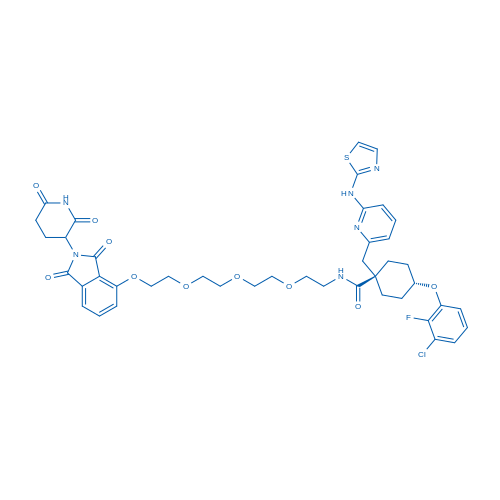 trans-4-(3-Chloro-2-fluorophenoxy)-N-(2-(2-(2-(2-((2-(2,6-dioxopiperidin-3-yl)-1,3-dioxoisoindolin-4-yl)oxy)ethoxy)ethoxy)ethoxy)ethyl)-1-((6-(thiazol-2-ylamino)pyridin-2-yl)methyl)cyclohexane-1-carboxamide