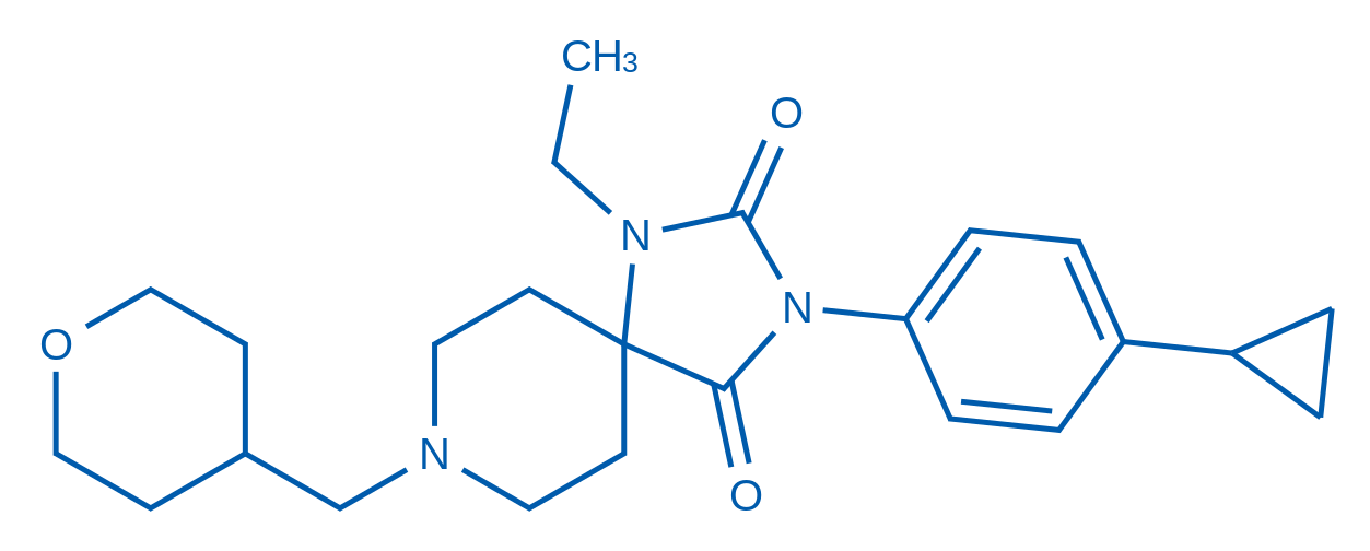 3-(4-Cyclopropylphenyl)-1-ethyl-8-((tetrahydro-2H-pyran-4-yl)methyl)-1,3,8-triazaspiro[4.5]decane-2,4-dione