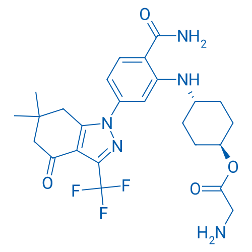 trans-4-((2-Carbamoyl-5-(6,6-dimethyl-4-oxo-3-(trifluoromethyl)-4,5,6,7-tetrahydro-1H-indazol-1-yl)phenyl)amino)cyclohexyl 2-aminoacetate