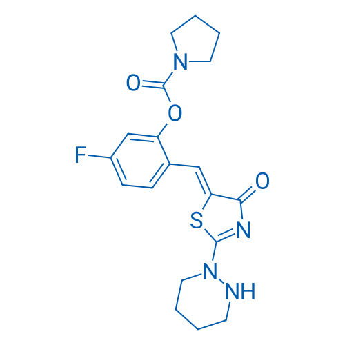 (Z)-5-Fluoro-2-((4-oxo-2-(tetrahydropyridazin-1(2H)-yl)thiazol-5(4H)-ylidene)methyl)phenyl pyrrolidine-1-carboxylate