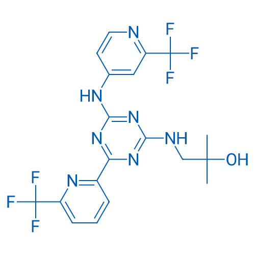 2-Methyl-1-((4-(6-(trifluoromethyl)pyridin-2-yl)-6-((2-(trifluoromethyl)pyridin-4-yl)amino)-1,3,5-triazin-2-yl)amino)propan-2-ol