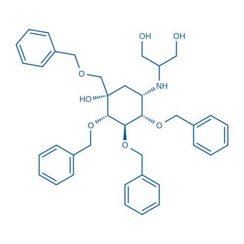 2-(((1S,2S,3R,4S,5S)-2,3,4-Tris(benzyloxy)-5-((benzyloxy)methyl)-5-hydroxycyclohexyl)amino)propane-1,3-diol