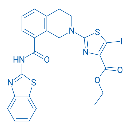 Ethyl 2-(8-(benzo[d]thiazol-2-ylcarbamoyl)-3,4-dihydroisoquinolin-2(1H)-yl)-5-iodothiazole-4-carboxylate