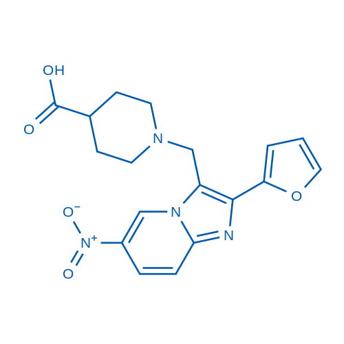 1-((2-(Furan-2-yl)-6-nitroimidazo[1,2-a]pyridin-3-yl)methyl)piperidine-4-carboxylic acid